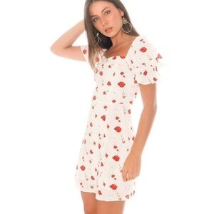 CHARLIE HOLIDAY | Puff Sleeve Poppy Floral Sweetheart Neck Dress Size 6